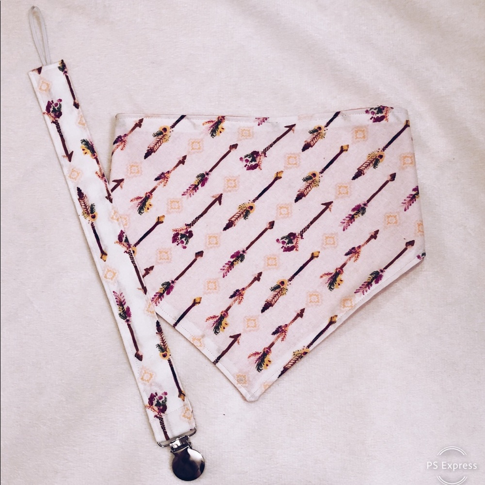 Handmade Bandana Bib & Paci Clip